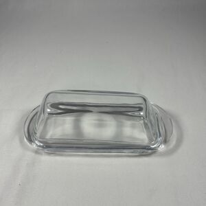 Clear Glass Butter Dish with Lid Covered Stick Holder Kitchen Serving